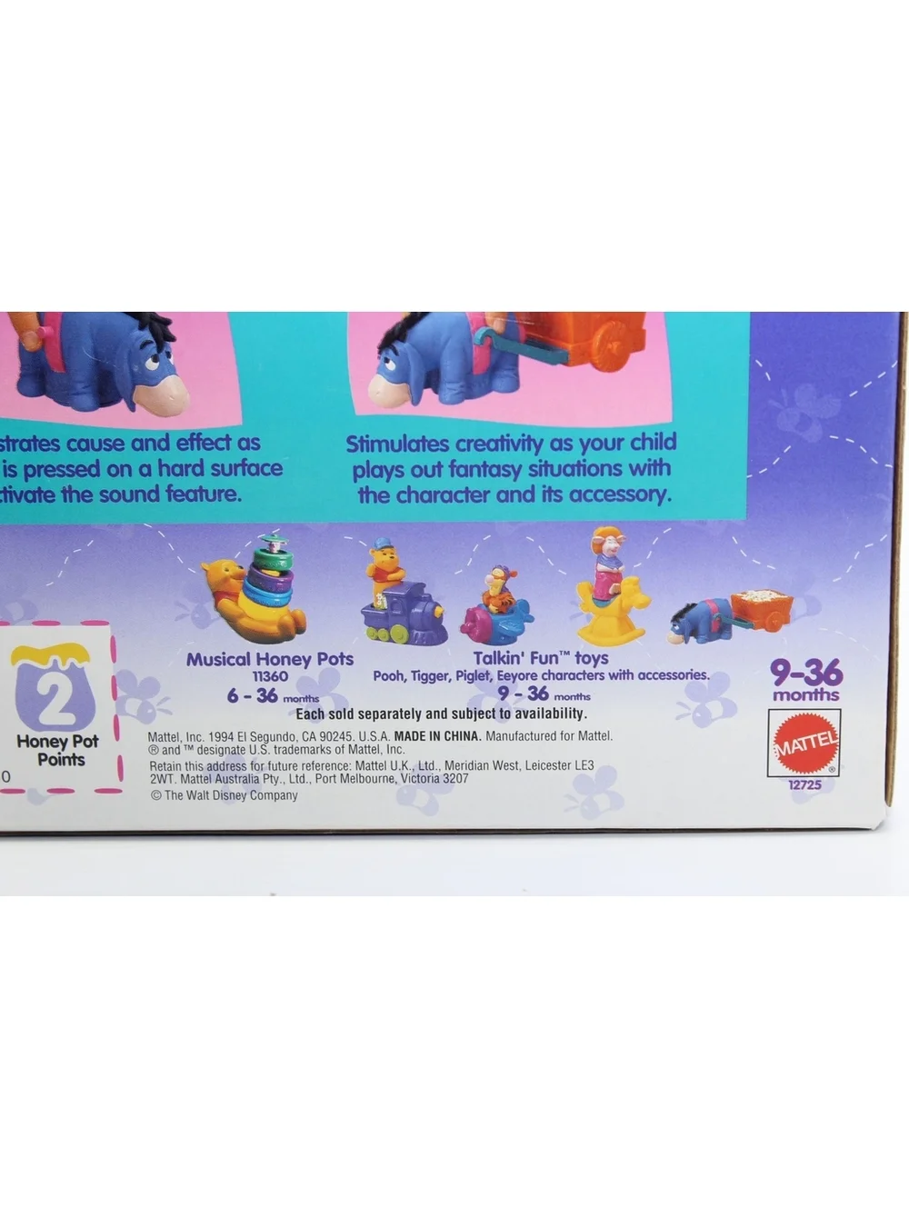 NIB VTG Disney Pooh Talkin' Fun Talking Eeyore Character And Wagon Toy 9-36 Mo.